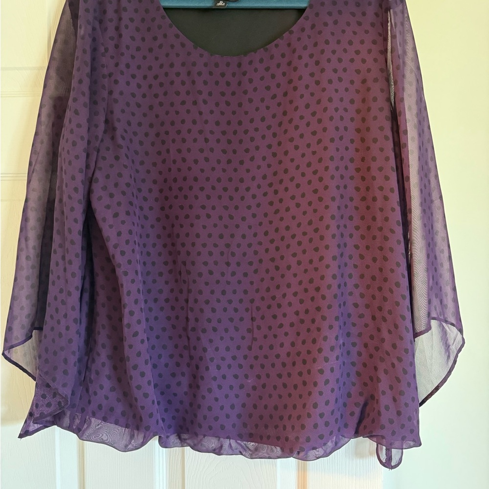 AGB Purple Blouse with Flutter Sleeves and Boxy Fit